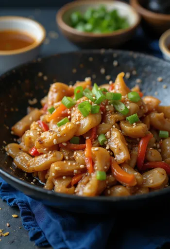 Stir-fry di coccodrillo servito con riso e verdure.