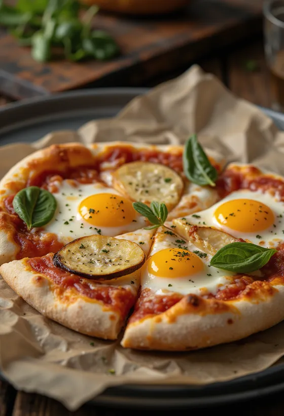 Pizza alla Melanzana con melanzane e mozzarella
