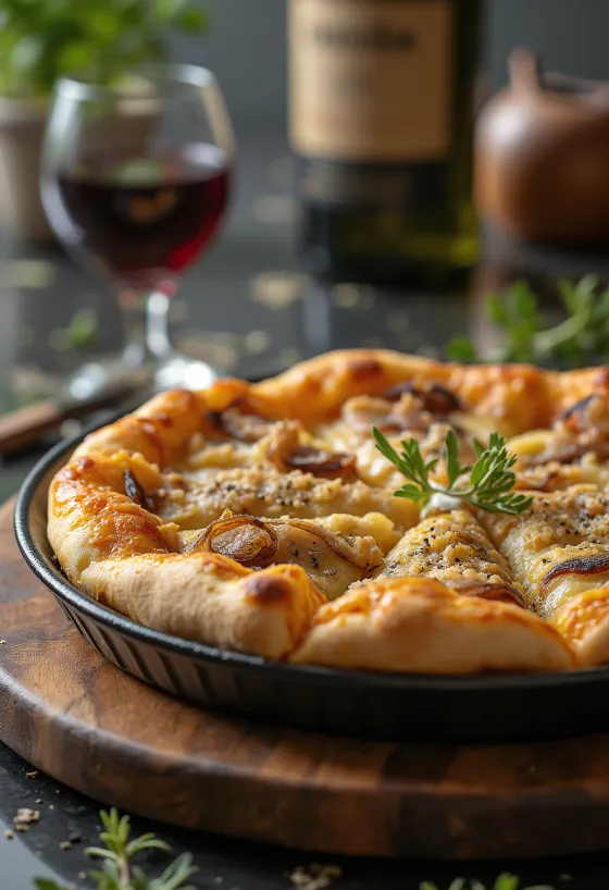 Pizza sfincione siciliana alta con cipolla e pangrattato