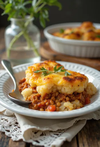 Sformato di cavolfiore con carne macinata e formaggio servito