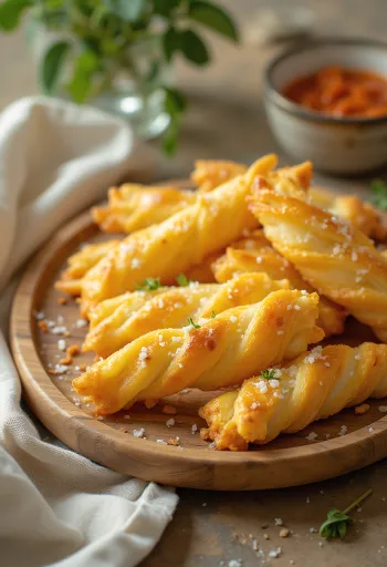 Bastoncini al formaggio croccanti appena sfornati, con strato di formaggio dorato