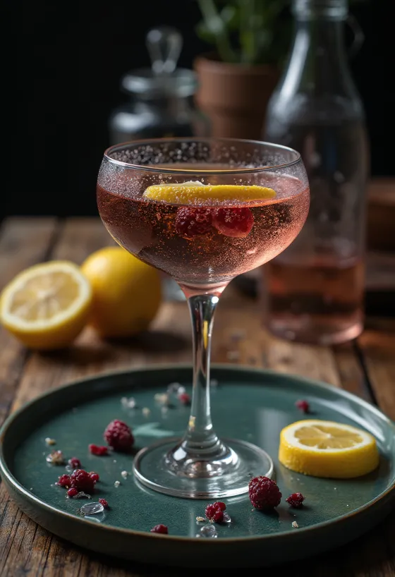 Cocktail allo spumante e sambuco con limone fresco e menta