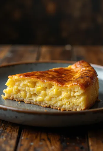 Humita dulce, ricco dolce di mais servito con panna