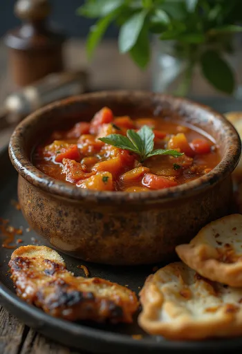 Chutney di pomodoro e jalapeño servito