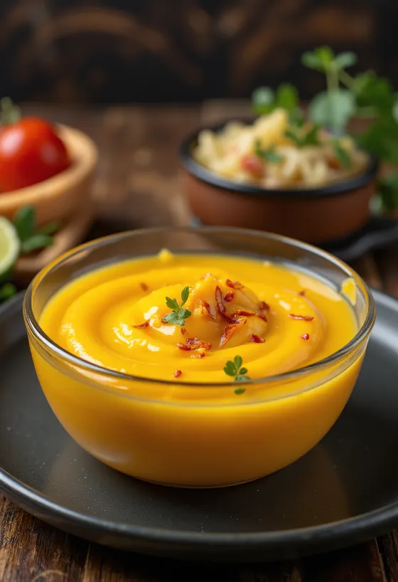 Salsa mango e lime servita con pesce grigliato