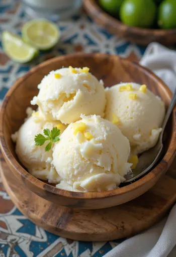 Gelato cocco e ananas servito