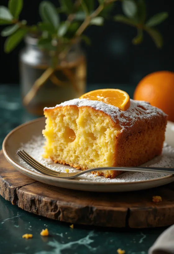 Torta al miele e arancia servita a fette