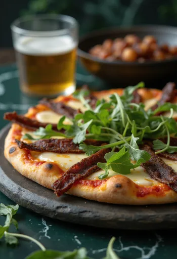 Pizza sudafricana con biltong e rucola