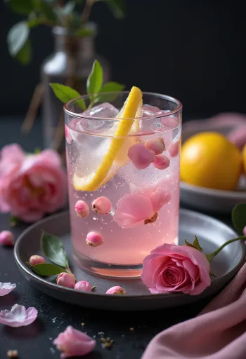 Limonata all'acqua di rose servita in un bicchiere