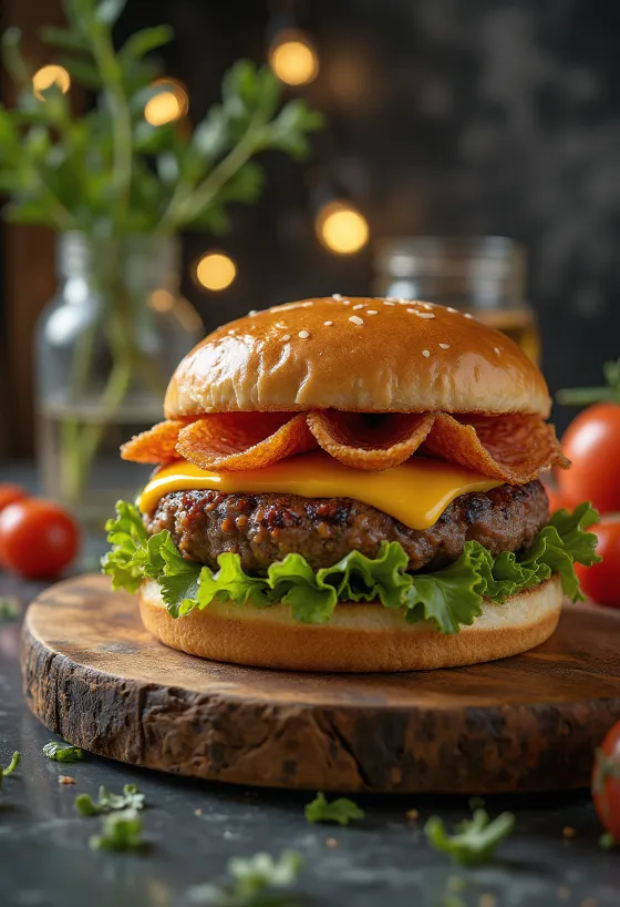Burger al salame servito