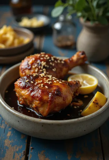 Ayam Penyet con salsa di soia dolce, pollo fritto servito con sambal e riso