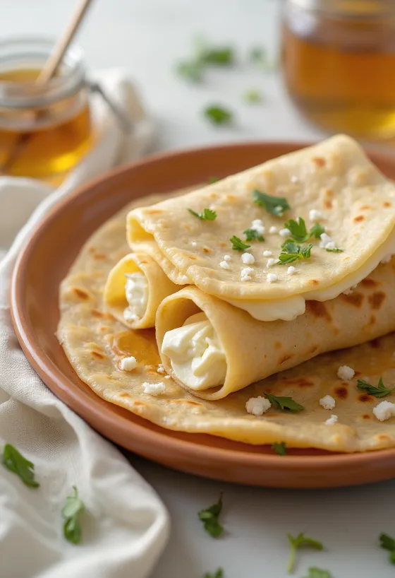Chapati con ricotta, appena sfornato, servito in tavola