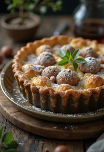 Crostata di castagne servita