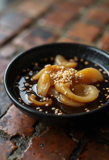 Salsa di soia dolce servita con verdure grigliate