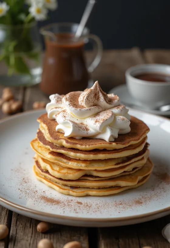 Torta di crêpes con Nutella e panna servita