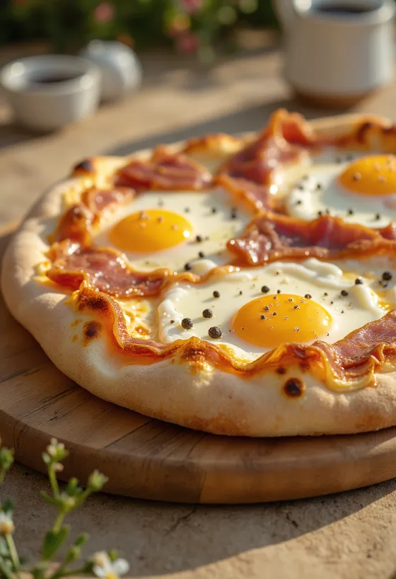 Pizza alla Pancetta e Uova con pancetta e uova