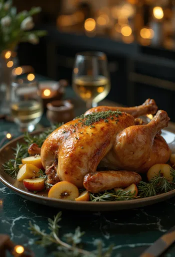 Oca arrosto con ripieno alla salvia e verdure arrosto