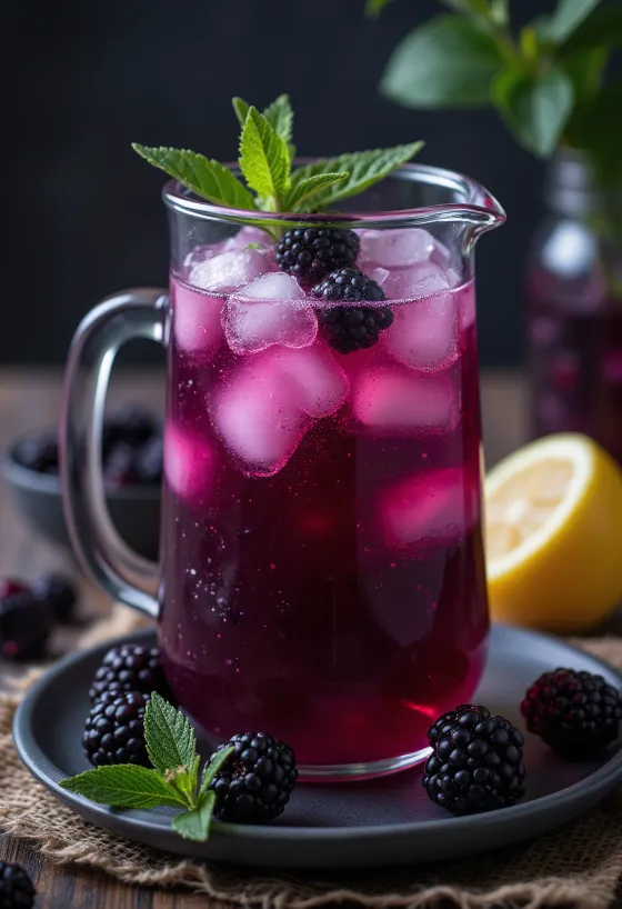 Limonata alle more servita in un bicchiere