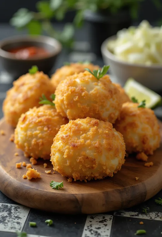 Korokke di tofu, con panatura croccante e insalata fresca