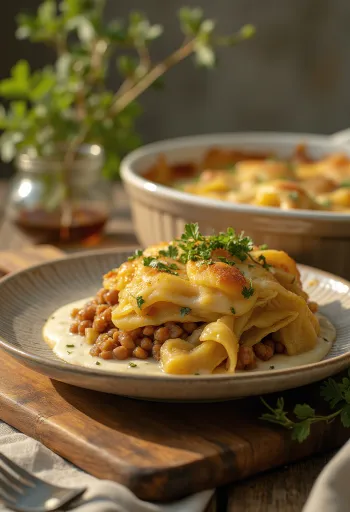 Sformato di verza e lenticchie speziate servito