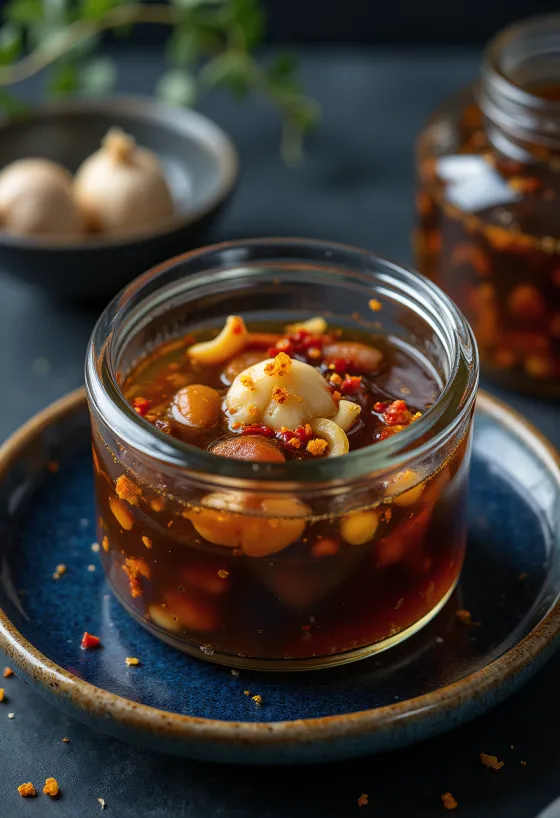 Salsa Jangajji servita con verdure sottaceto