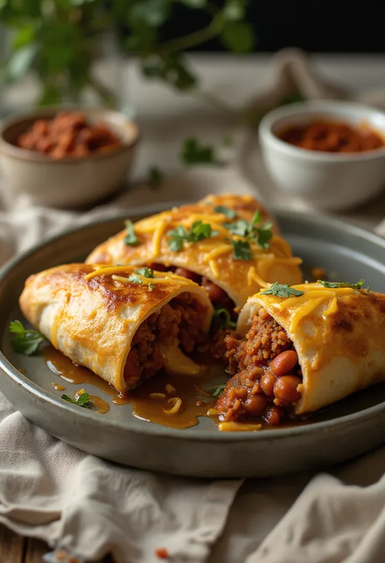 Calzone ai fagioli e chili appena sfornato