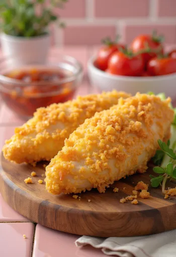 Petto di pollo impanato fritto dorato, servito con insalata fresca.