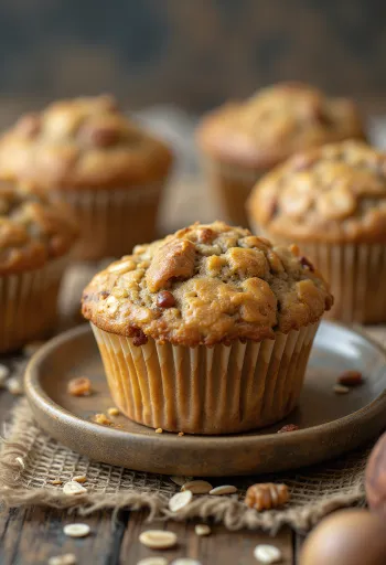 Muffin alle castagne e avena serviti