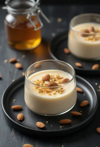 Panna cotta alle mandorle servita
