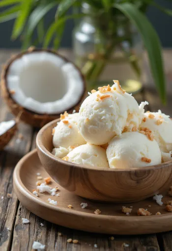 Gelato al cocco e menta servito