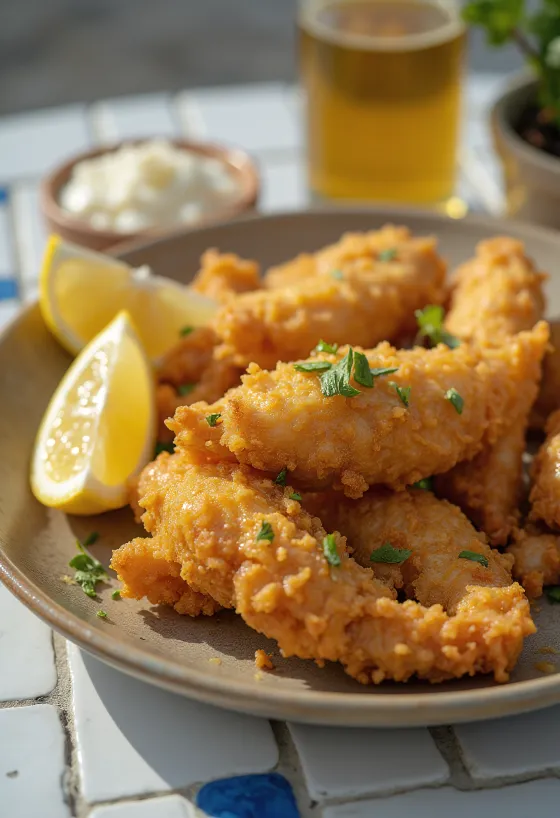 Cosce di rana fritte servite con limone e prezzemolo