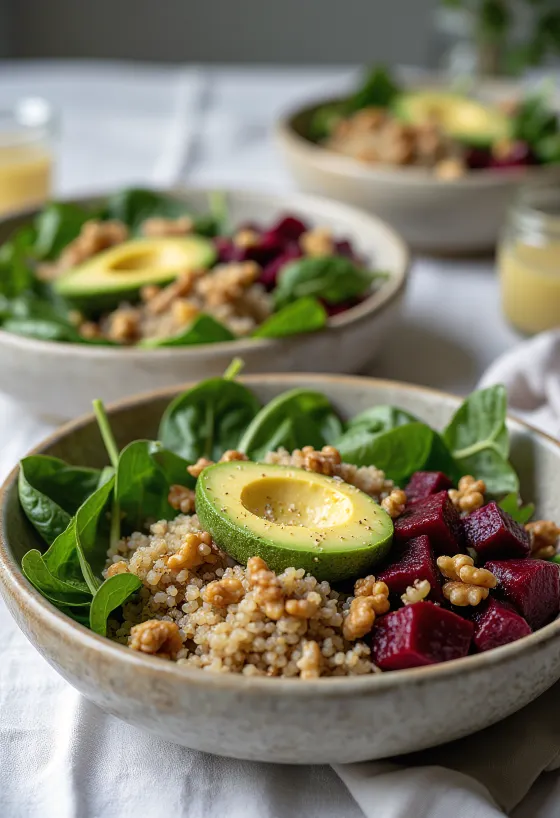 Buddha Bowl di Quinoa, Spinaci e Barbabietola