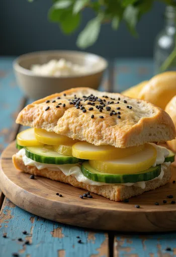 Sandwich Takuan, pane integrale con ravanello sottaceto e verdure fresche