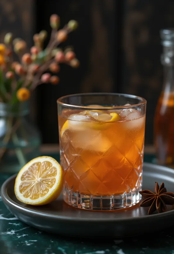 Punch speziato ai chiodi di garofano servito in tazza trasparente
