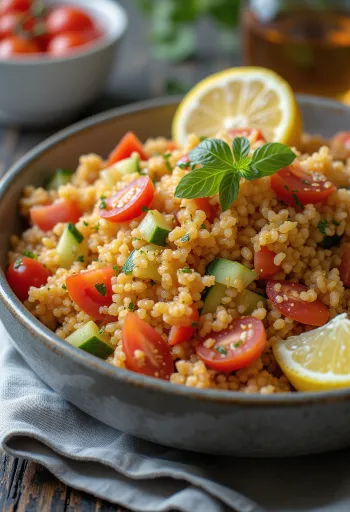 Insalata di bulgur al pomodoro con verdure fresche