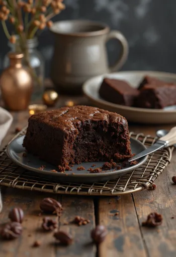 Torta al cioccolato casalinga servita