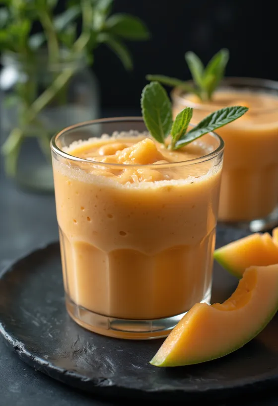 Smoothie al melone servito in un bicchiere