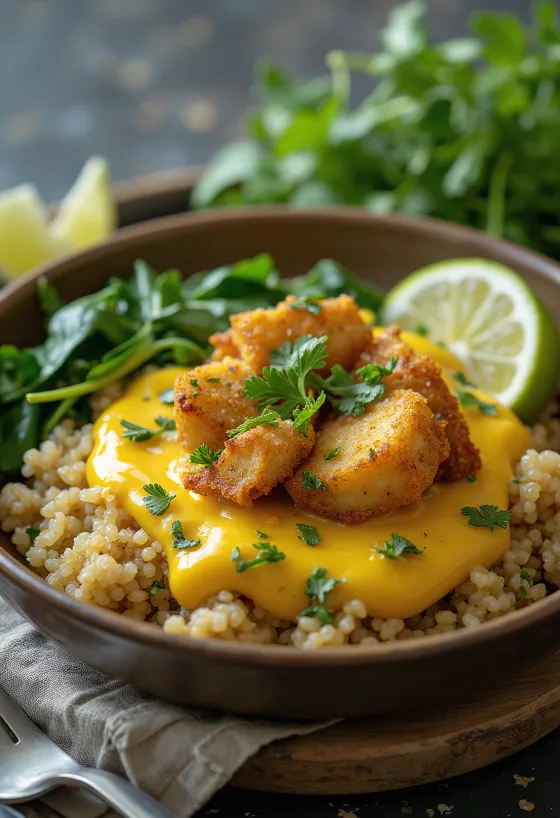 Quinoa e spinaci con tofu al curry