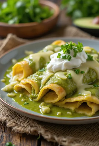 Enchilada verde servita