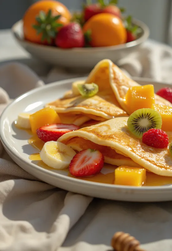 Pancake alla macedonia servito