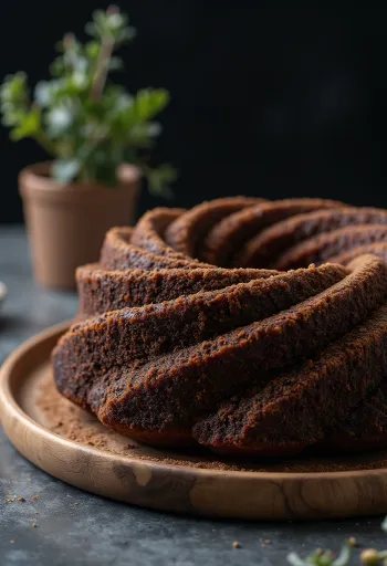 Ciambellone al cacao servito