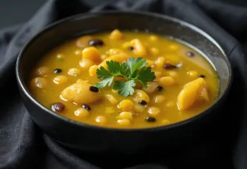 Sambar al tamarindo servito con coriandolo fresco