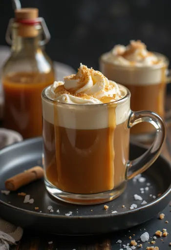 Sidro al caramello salato servito in un bicchiere