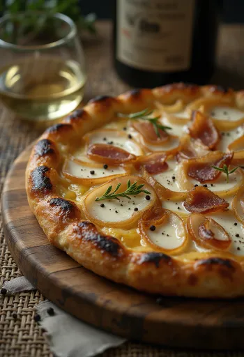 Tarte flambée alsaziana con panna e pancetta