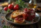 Zacuscă all'olio d'oliva servita, con ricche verdure e ingredienti colorati appetitosi