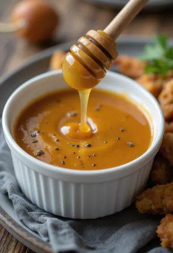 Salsa BBQ miele e senape servita in una ciotolina