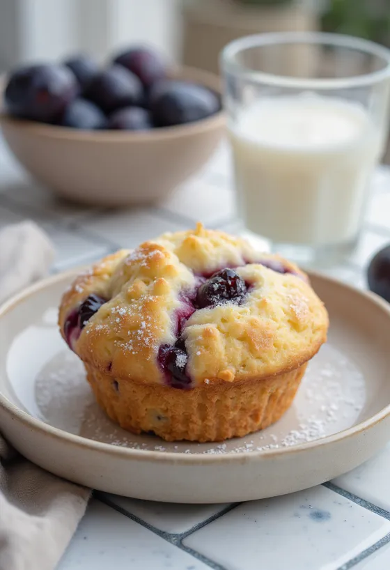 Muffin alle prugne serviti su un piatto