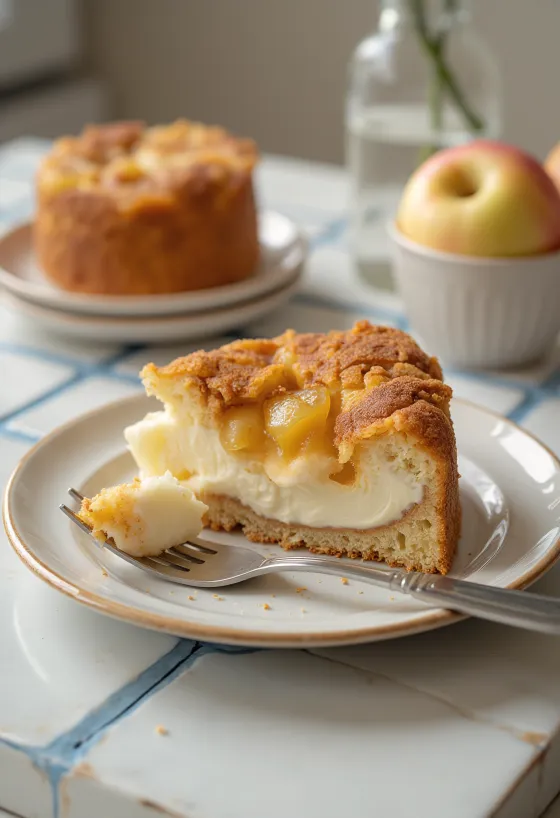 Torta di ricotta, mele e cannella decorata con mele e cannella