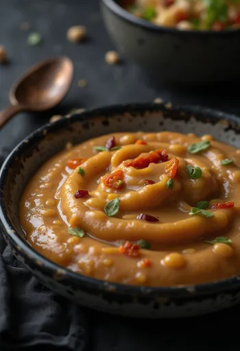 Salsa piccante alle arachidi servita