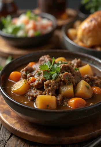 Estofado de carne servito